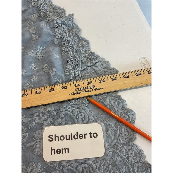 Johnny Was Top Womens XS Blue Flutter Sleeve Embroidered Tunic Resort Vacation - Picture 10 of 11